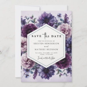 The Botanical Digital Purple Floral Wedding Save The Date