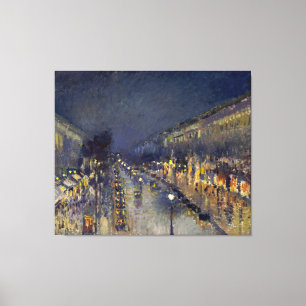 The Boulevard Montmartre at Night Pissarro Canvas Print