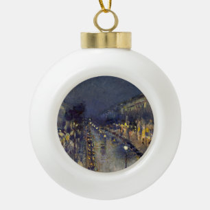 The Boulevard Montmartre at Night Pissarro Ceramic Ball Christmas Ornament