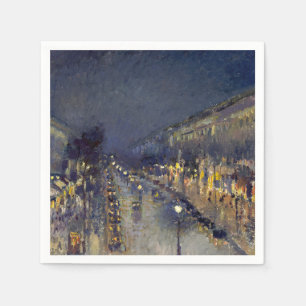 The Boulevard Montmartre at Night Pissarro Napkin