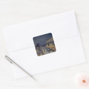 The Boulevard Montmartre at Night Pissarro  Square Sticker