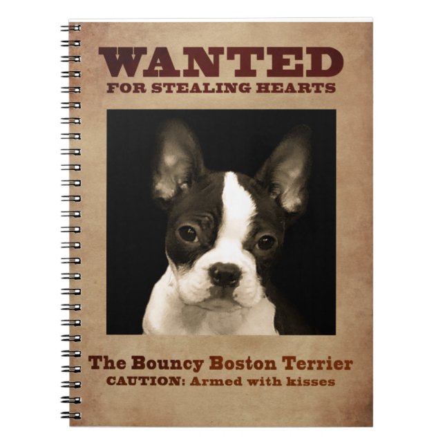 The Bouncy Boston Terrier Spiral Notebook (Front)