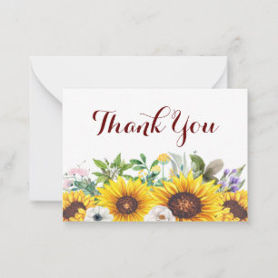 The Bouquet Of Sunflower Thank You Card