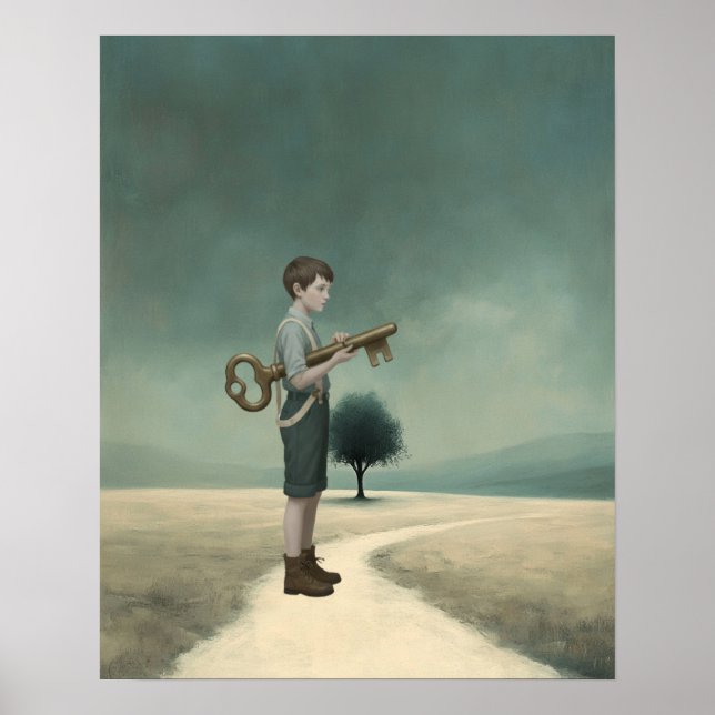 The Boy & His Key | Surreal Storybook Poster (Front)