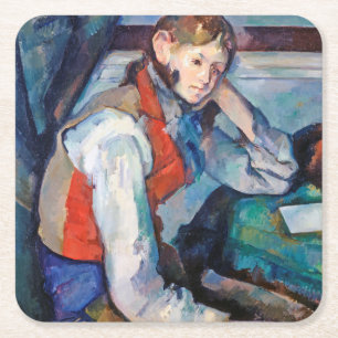 The Boy in the Red Vest, Cezanne Square Paper Coaster