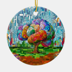 The Brain Tree Colorful Mosaic  Ceramic Tree Decoration