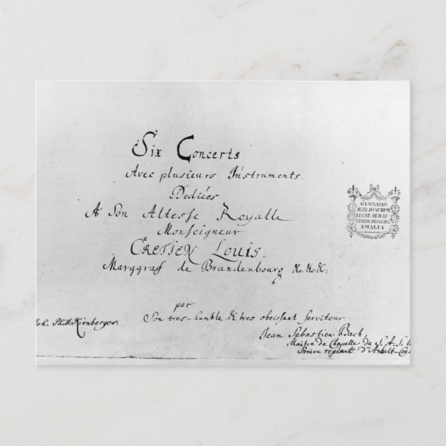 The Brandenburg Concertos, 1721 Postcard (Front)