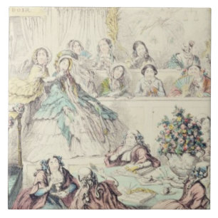 The Breach of Promise - cartoon hand coloured etch Tile