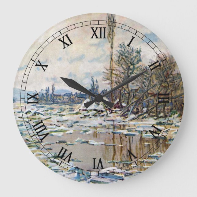 The Break Up of the Ice by Claude Monet Large Clock (Front)