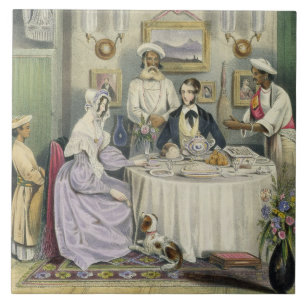 The Breakfast, plate 3 from 'Anglo Indians', engra Tile