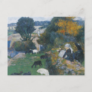 The Breton shepherdess by Paul Gauguin Postcard