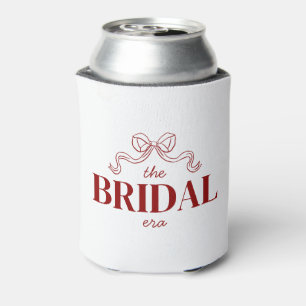 The Bridal Era Red Ribbon Bow Sketch Wedding Can Cooler