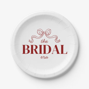 The Bridal Era   Red Ribbon Bow Sketch Wedding Paper Plate