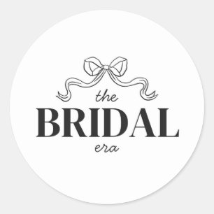 The Bridal Era   Ribbon Bow Sketch Wedding Shower Classic Round Sticker