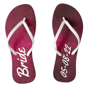 The Bride and Date Mottled Ruby Red Pink Jandals