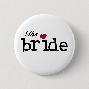 The Bride Black with Red Heart 6 Cm Round Badge