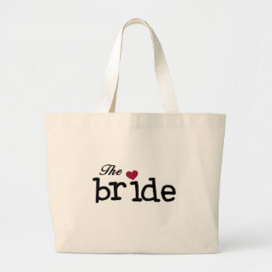 The Bride Black with Red Heart Large Tote Bag