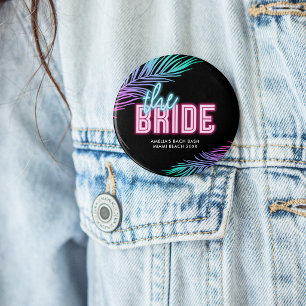 The Bride Blue & Pink Tropical Bach 6 Cm Round Badge