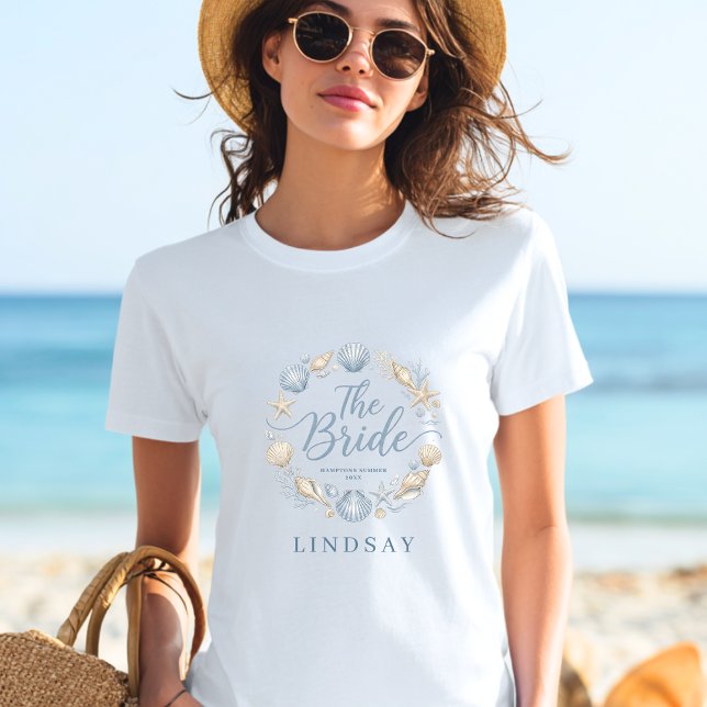 The Bride! Elegant Beach Coastal Bride Seashell  T-Shirt (The Bride! Elegant Beach Coastal Bride Seashell T-Shirt)