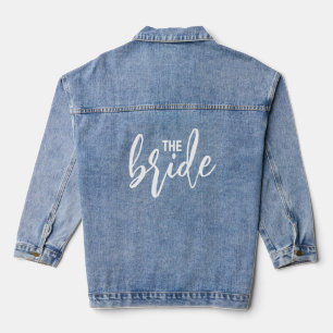 The Bride Elegant White Script Typography Denim Jacket