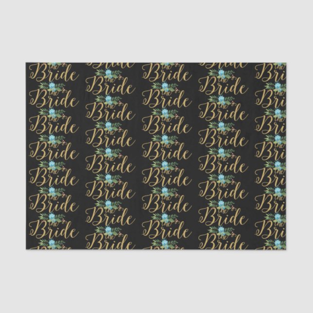 The bride gold typography pattern tissue paper (Front)