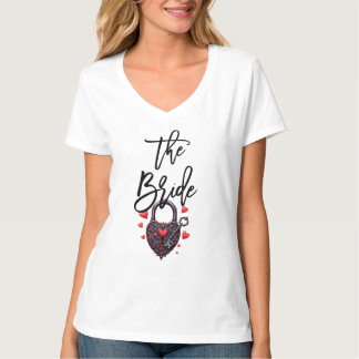 The Bride Goth Heart Lock and Key T-Shirt