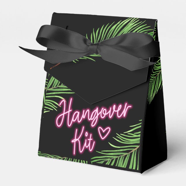 The Bride Green & Pink Tropical Bach Favour Box (Front Side)