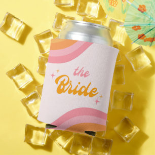 The Bride Groovy Pink & Orange Can Cooler