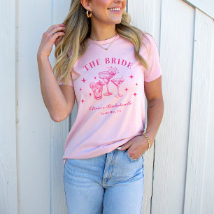 The Bride Hot Pink Cocktail Travel Bachelorette T-Shirt