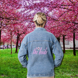 the bride in pink denim jacket