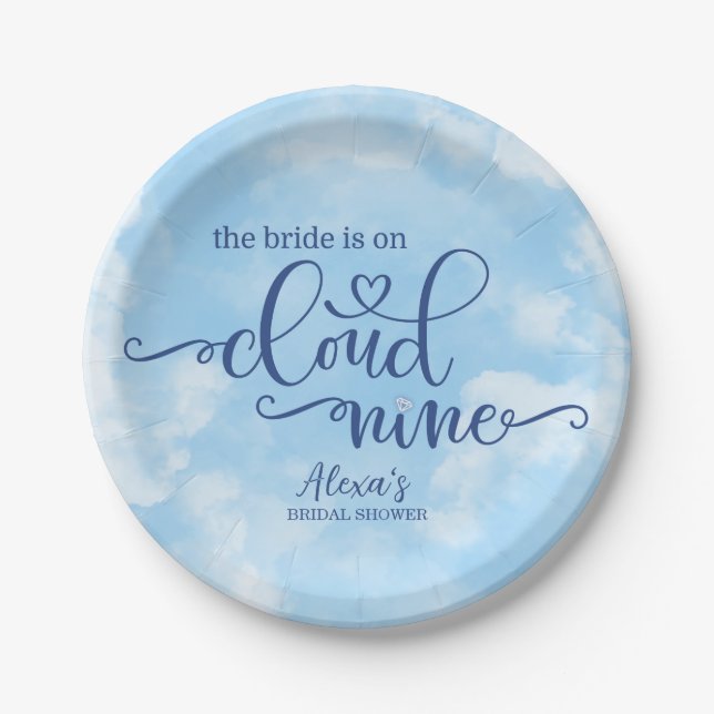 The Bride is on Cloud 9 Paper Plate (Front)