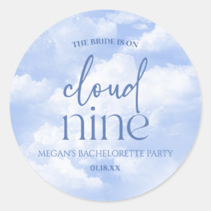 The Bride Is On Cloud Nine Bachelorette Party Classic Round Sticker