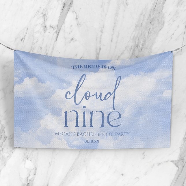 The Bride Is On Cloud Nine Blue Bachelorette Party Banner (Creator Uploaded)