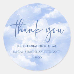 The Bride Is On Cloud Nine Blue Bachelorette Party Classic Round Sticker