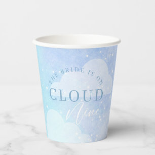 The Bride is On Cloud Nine Blue Boho Bridal Shower Paper Cups