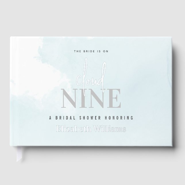 The Bride is On Cloud Nine Bridal Shower Guest Book (Front)
