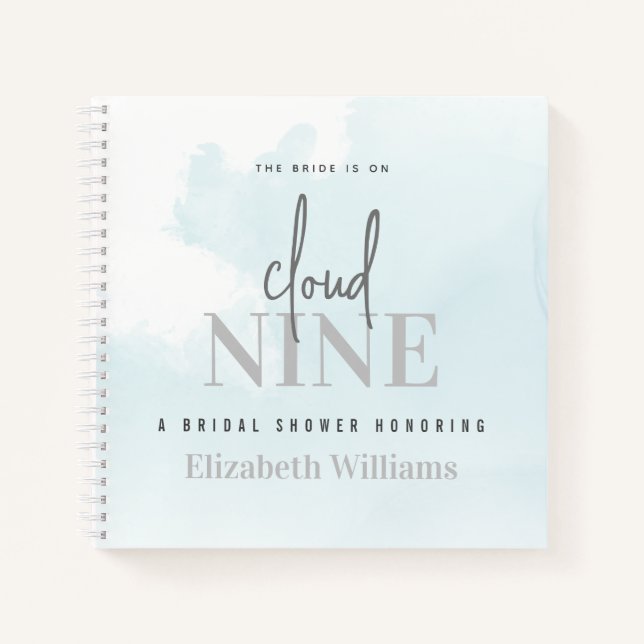 The Bride Is On Cloud Nine Bridal Shower Guestbook Notebook (Front)