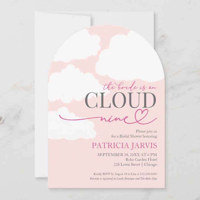The Bride is On Cloud Nine Bridal Shower  Invitation (Front)