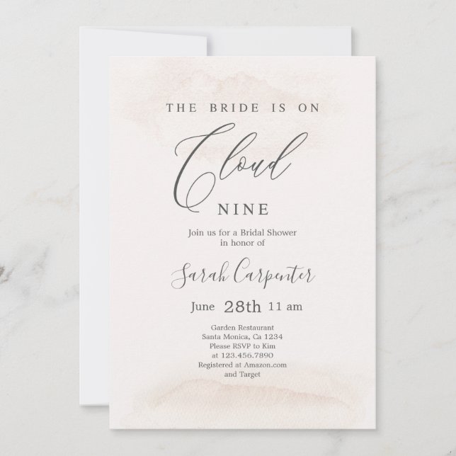 The Bride is on Cloud Nine Bridal Shower Invitation (Front)