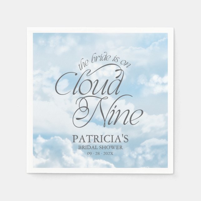 The Bride Is On Cloud Nine Bridal Shower Napkin (Front)