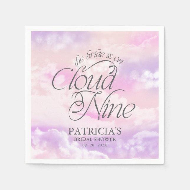 The Bride Is On Cloud Nine Bridal Shower Napkin (Front)