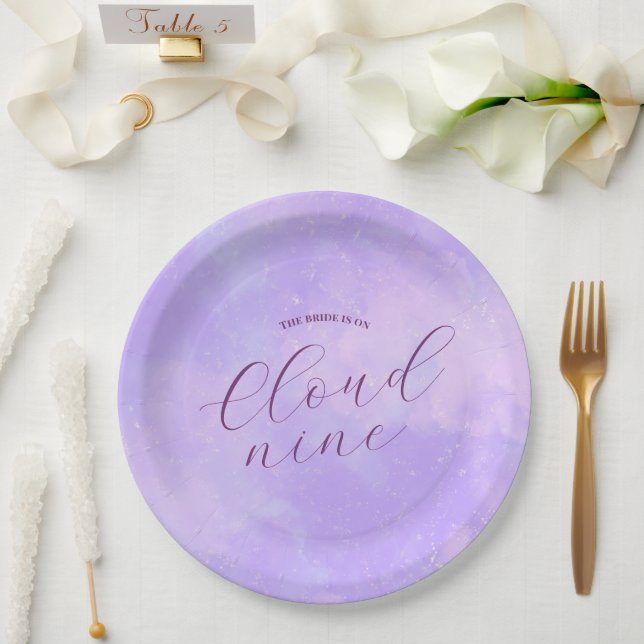 The Bride is on Cloud Nine Bridal Shower  Paper Plate (Wedding)