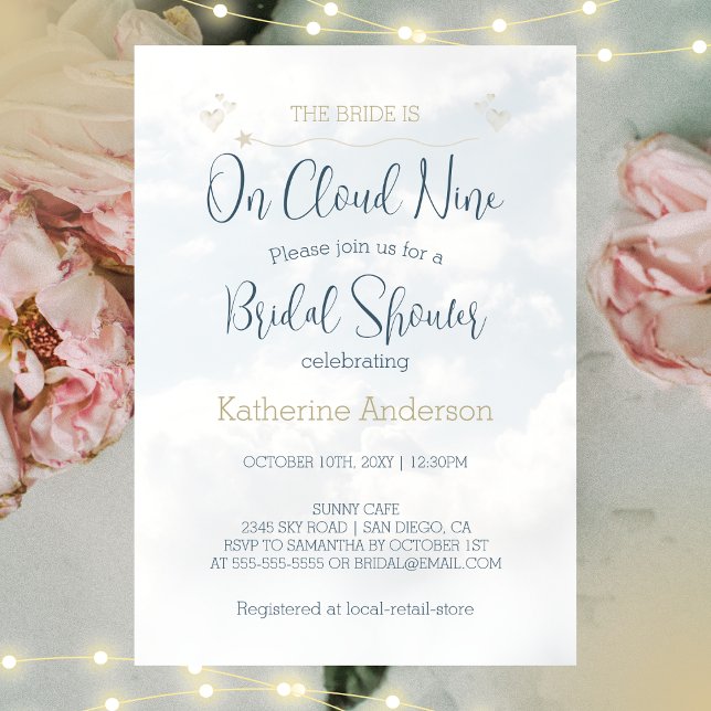 The Bride is On Cloud Nine Elegant Bridal Shower Invitation (Creator Uploaded)