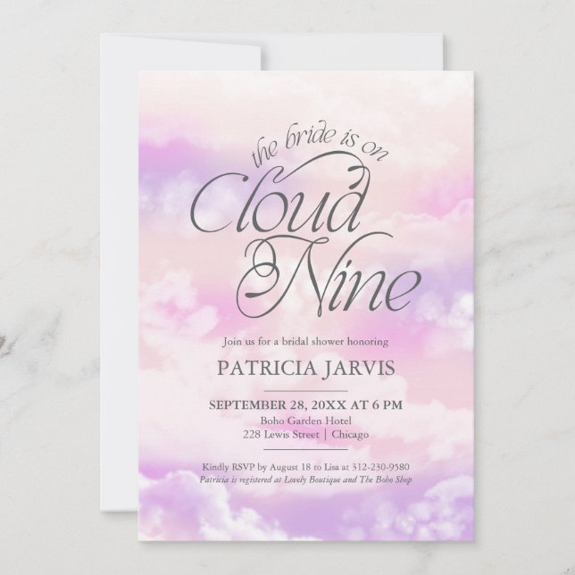 The Bride Is On Cloud Nine QR Code Bridal Shower Invitation (Front)
