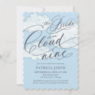 The Bride Is On Cloud Nine QR Code Bridal Shower Invitation