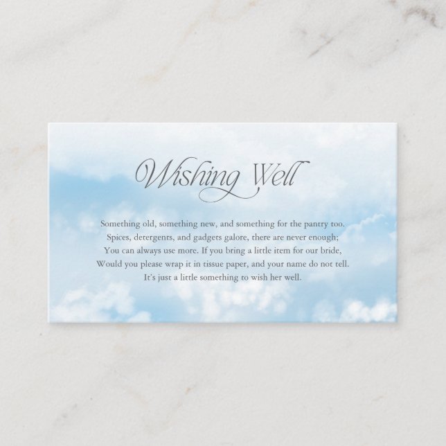 The Bride Is On Cloud Nine Wishing Well Enclosure Card (Front)