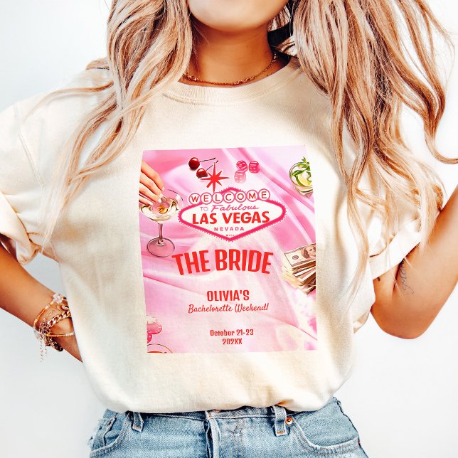 The Bride Las Vegas Bachelorette Party Poker Pink T-Shirt (Creator Uploaded)