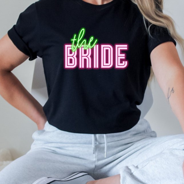 The Bride Neon Green & Pink Tropical Bach T-Shirt (Creator Uploaded)
