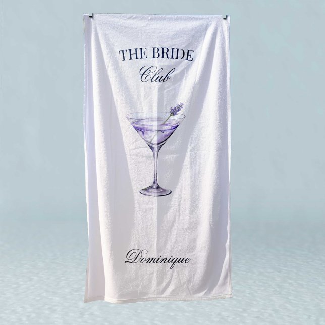 The Bride Social Club Lavender Cocktail  Beach Towel (Personalized Beach Towel)