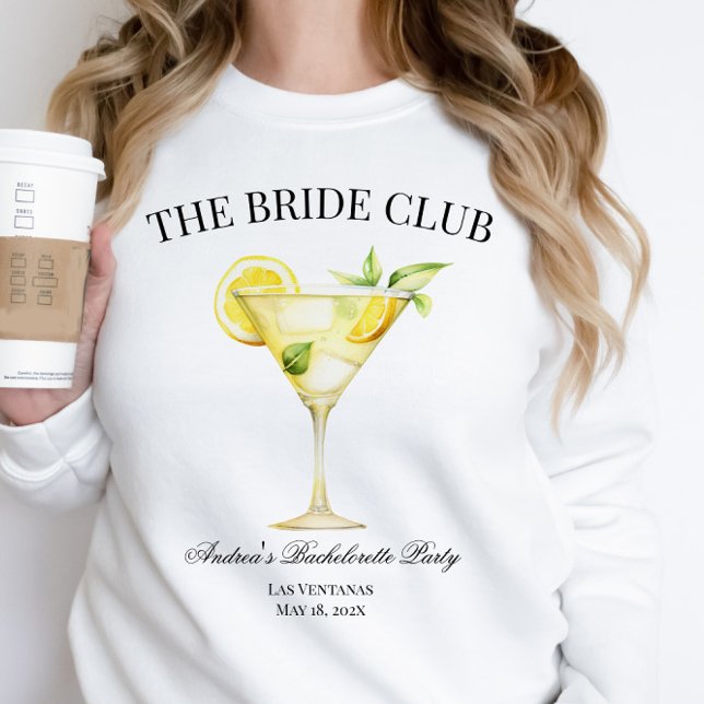 The Bride Social Club Lemon Cocktail Bride's Sweatshirt (Customizable Wording.)